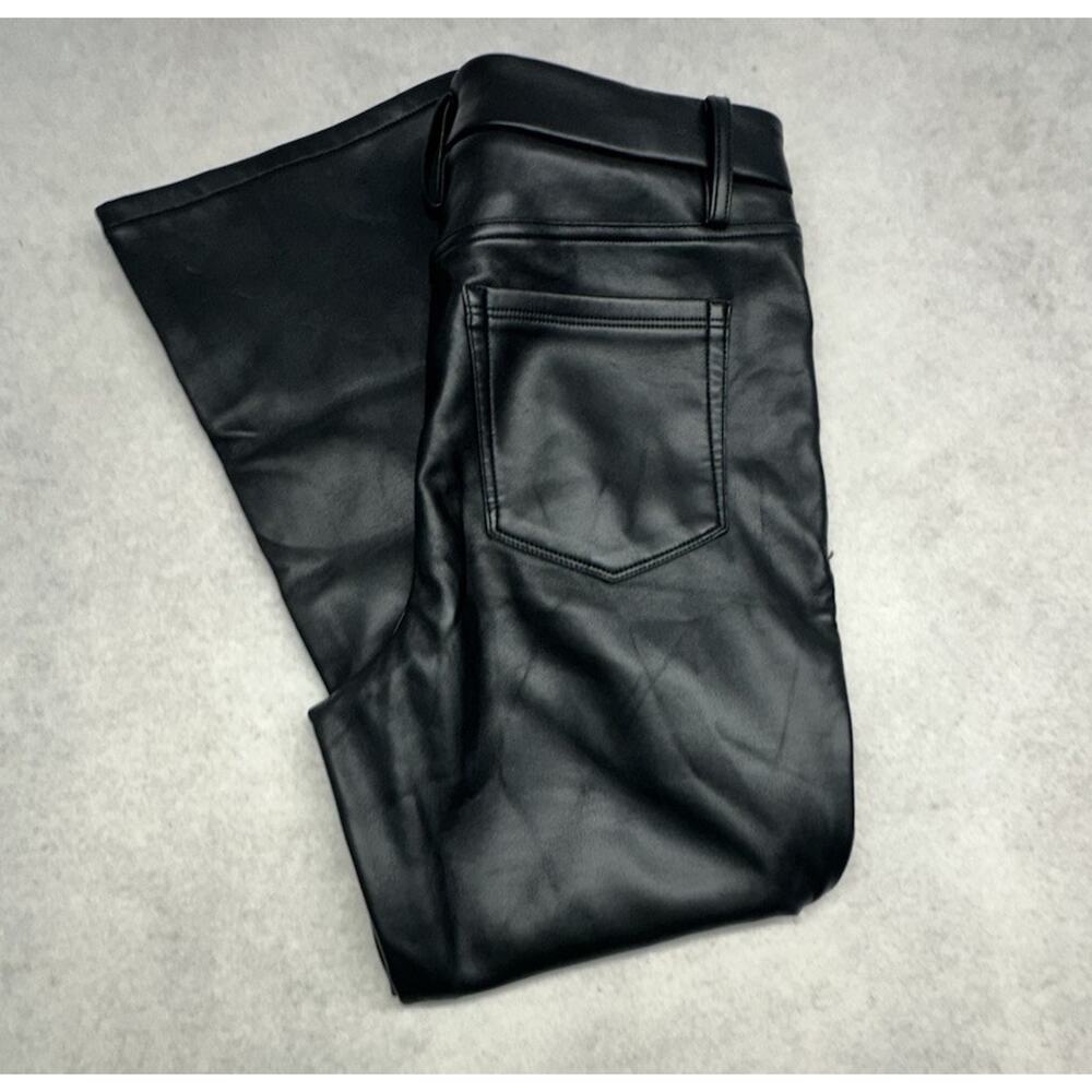 Good American Size 12 Good Legs Cropped Mini Boot Faux Leather Pants Black - Picture 3 of 12